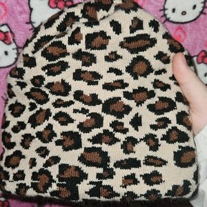 SHEIN Brown and Black Leopard Kids Beanie